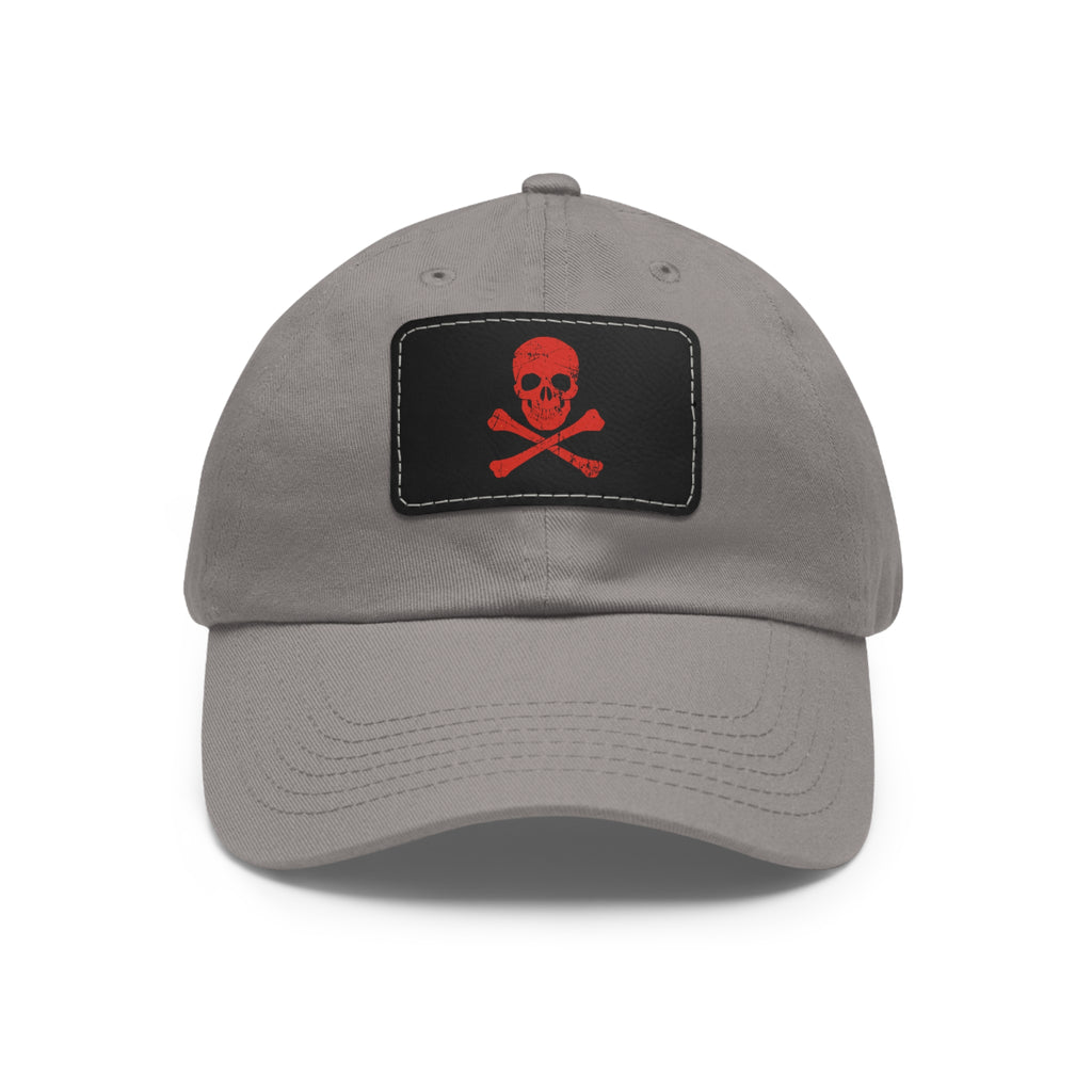 Skull & Crossbones Leather Patch Dad Hat — Edgy Pirate Skull Cap