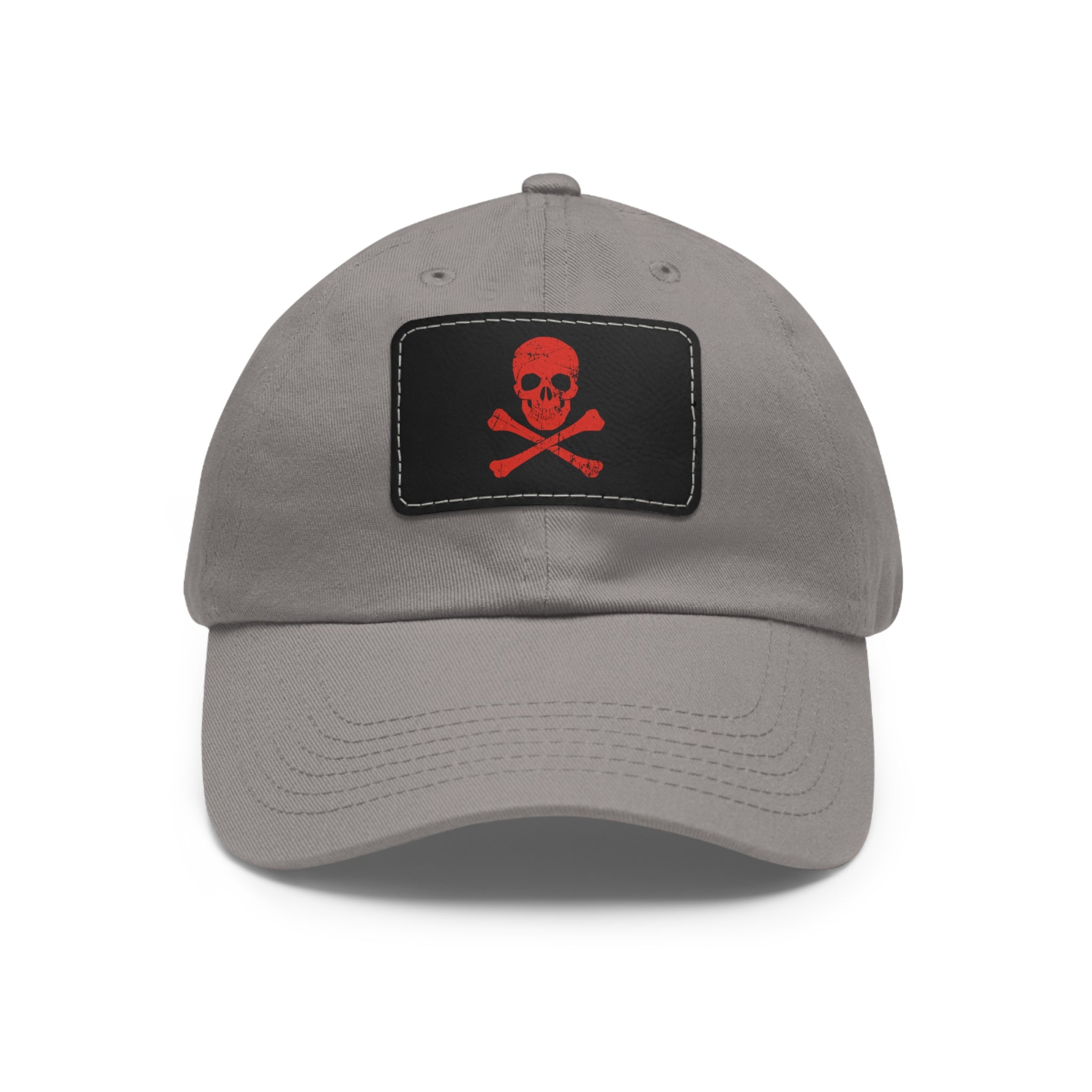 Skull & Crossbones Leather Patch Dad Hat — Edgy Pirate Skull Cap