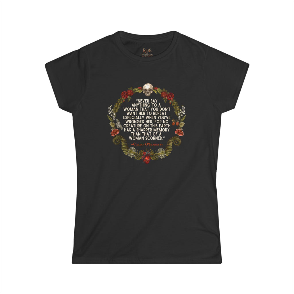 Rise of the Crimson Tide Floral Skull Women's Tee — Empowering Gothic Quote Shirt