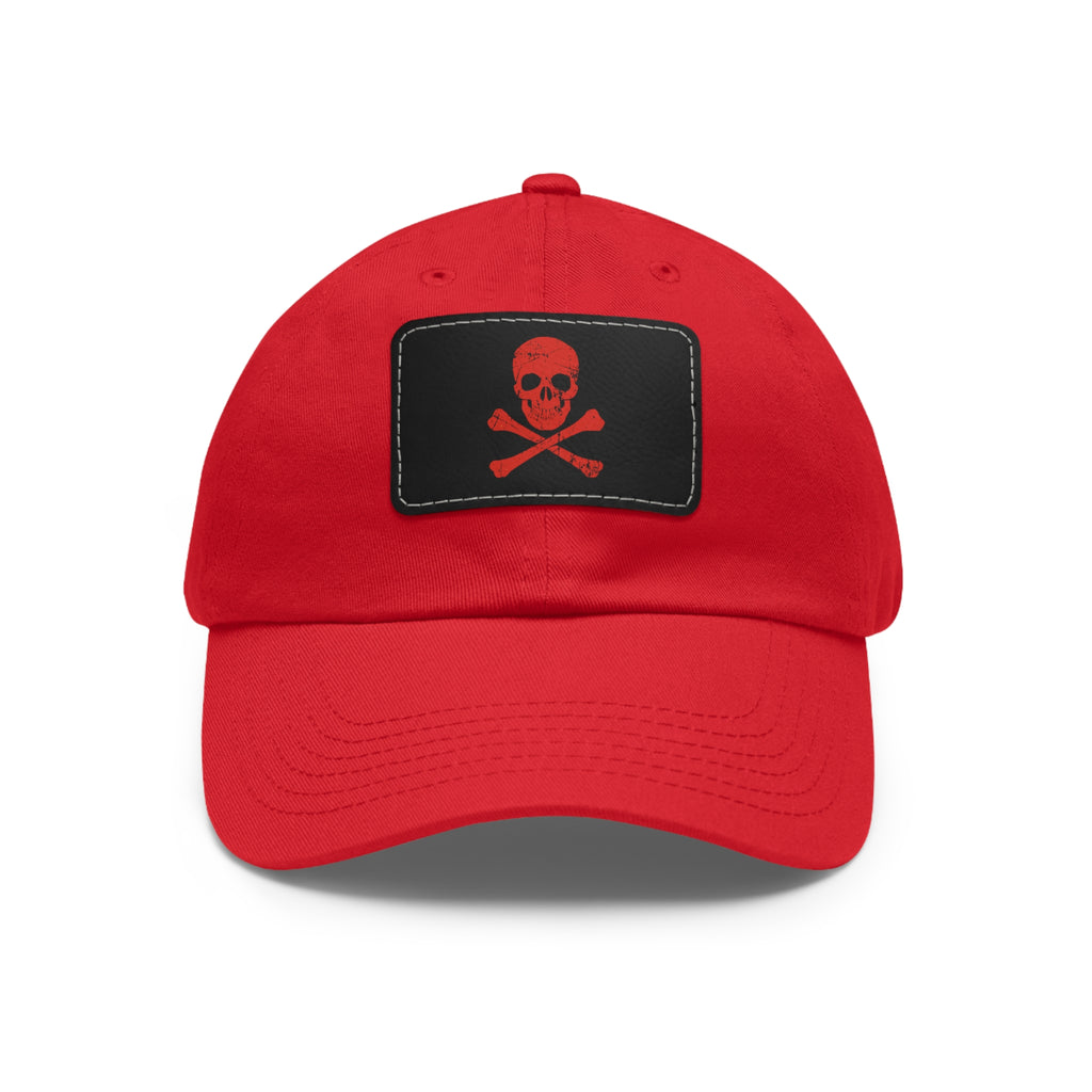 Skull & Crossbones Leather Patch Dad Hat — Edgy Pirate Skull Cap