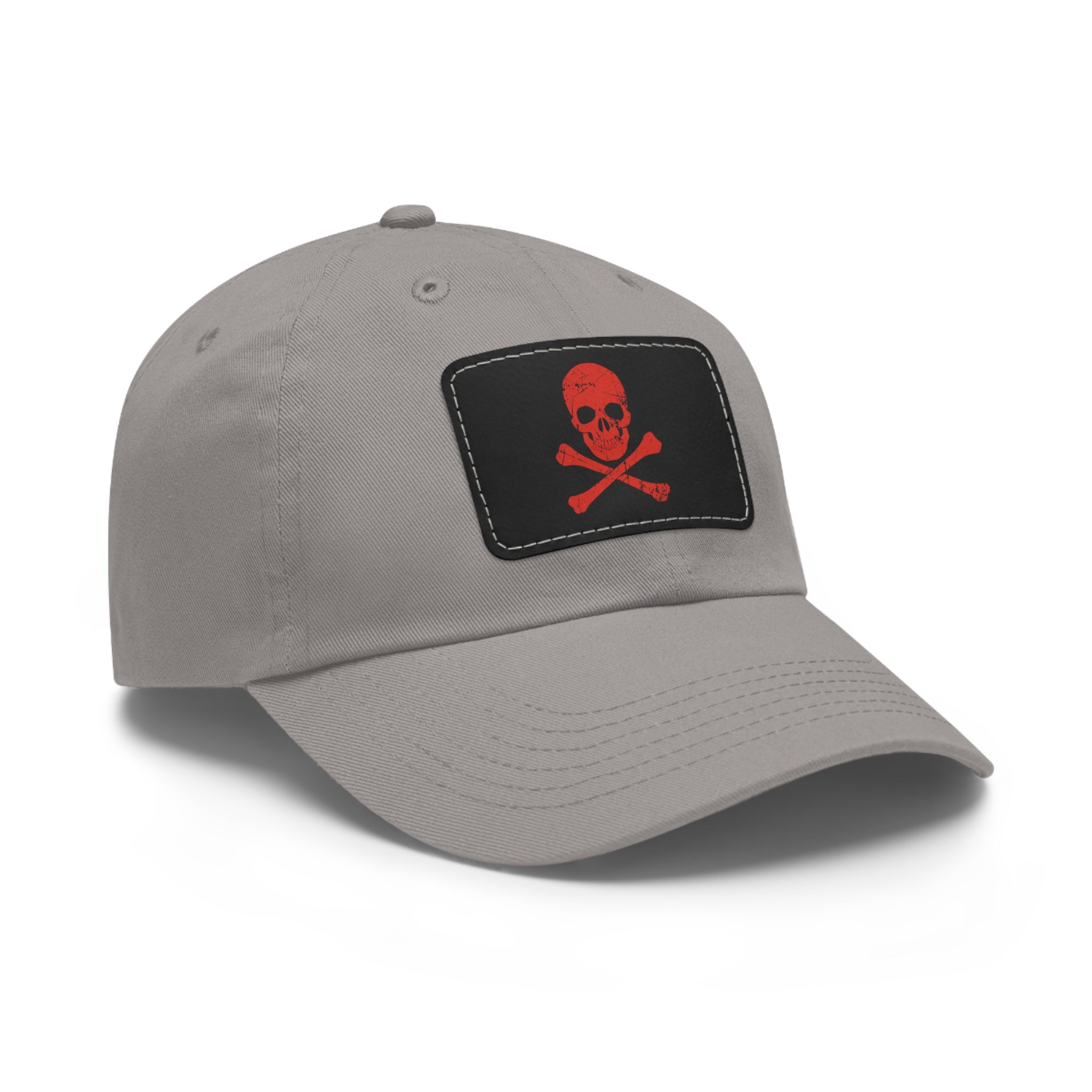 Skull & Crossbones Leather Patch Dad Hat — Edgy Pirate Skull Cap