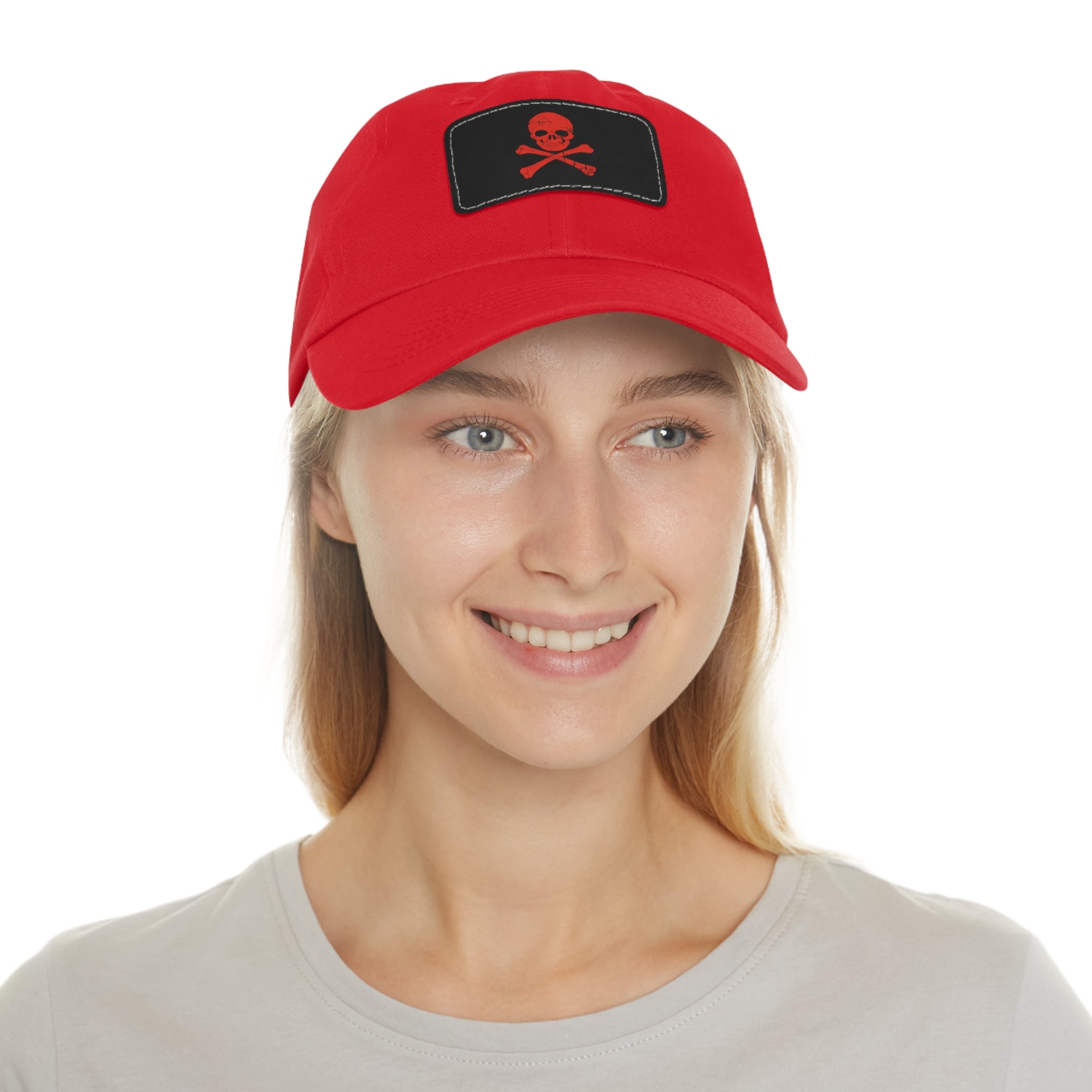 Skull & Crossbones Leather Patch Dad Hat — Edgy Pirate Skull Cap