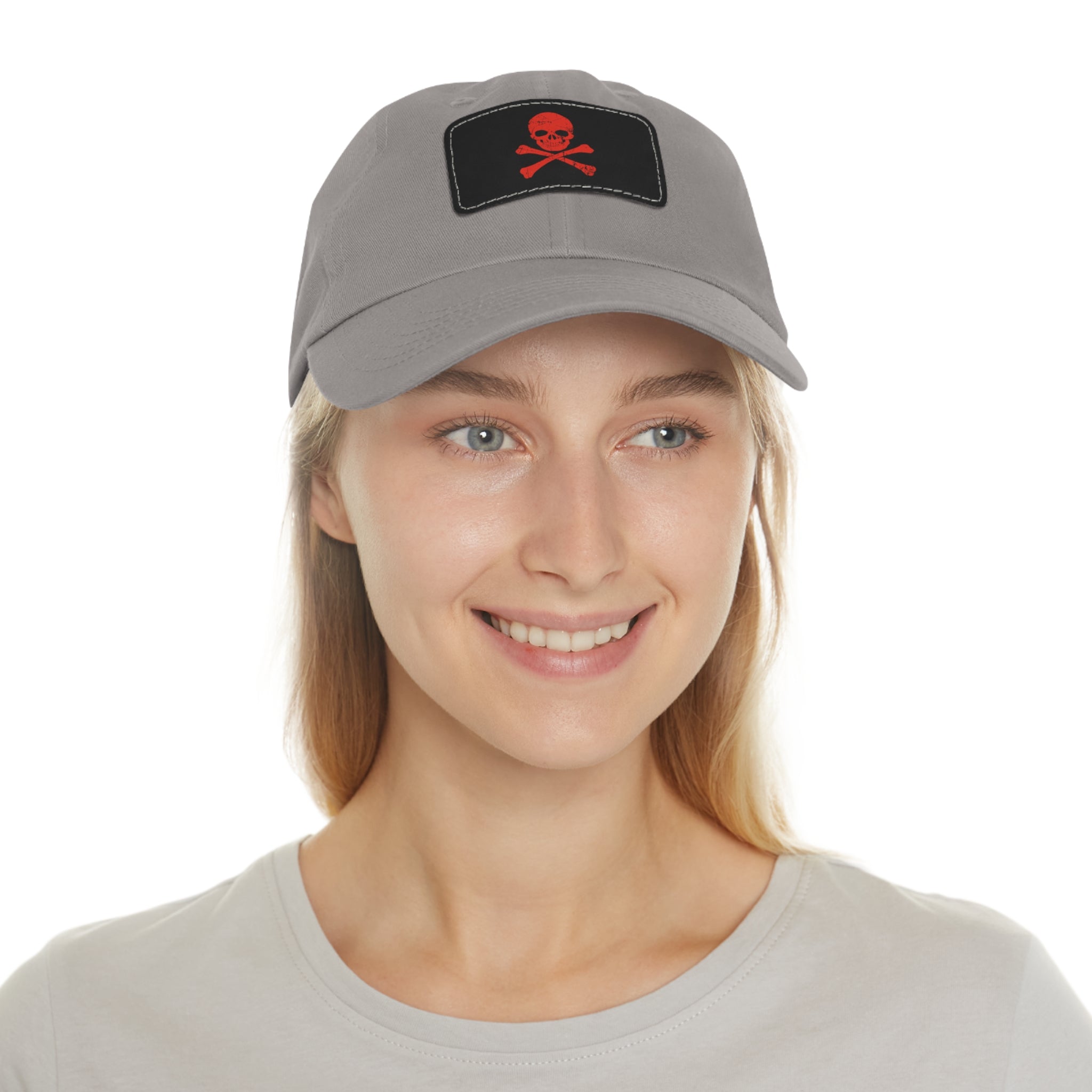 Skull & Crossbones Leather Patch Dad Hat — Edgy Pirate Skull Cap