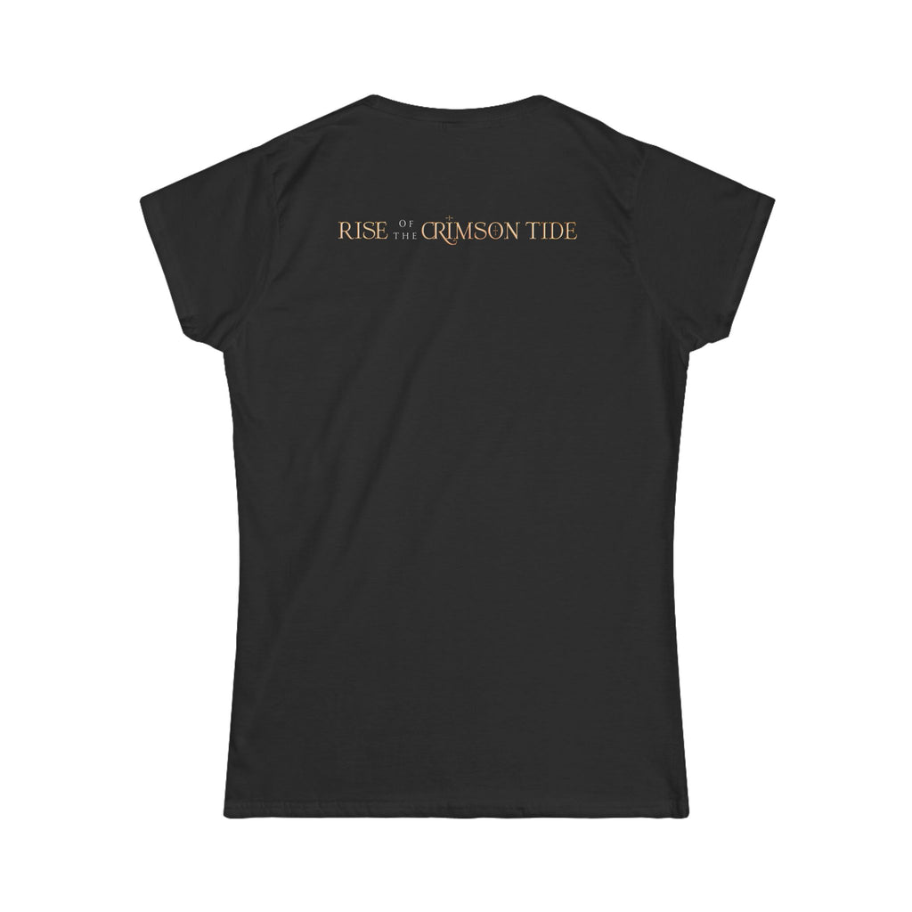 Rise of the Crimson Tide Floral Skull Women's Tee — Empowering Gothic Quote Shirt