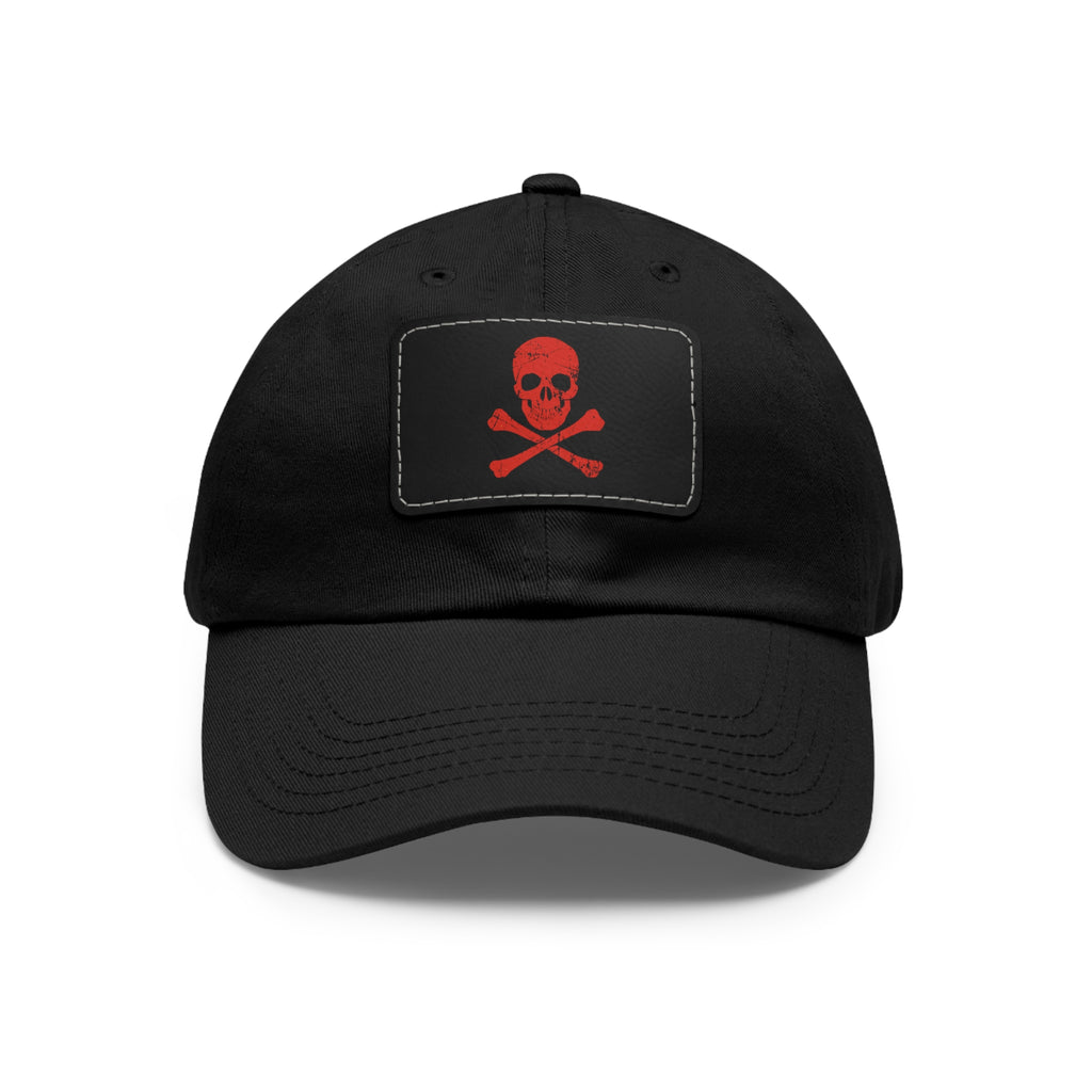 Skull & Crossbones Leather Patch Dad Hat — Edgy Pirate Skull Cap