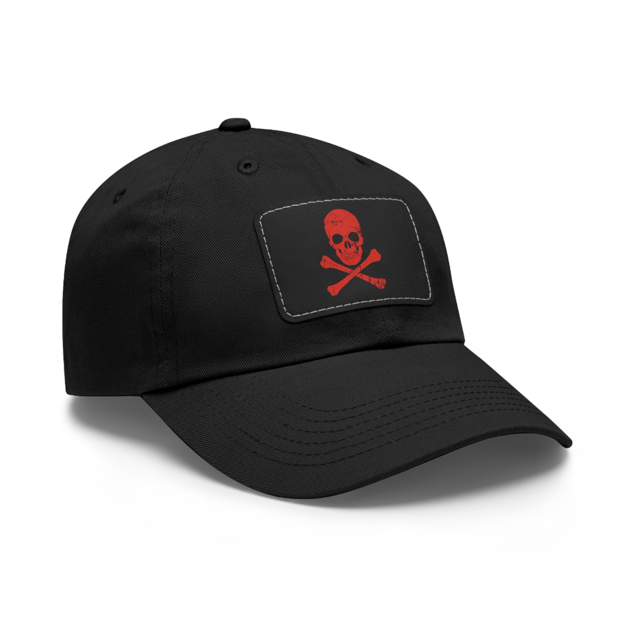 Skull & Crossbones Leather Patch Dad Hat — Edgy Pirate Skull Cap